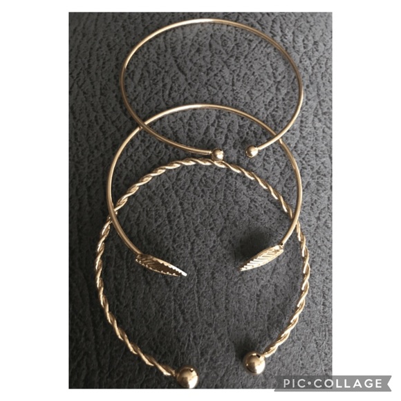 3 pc set of gold cuff bracelets - Picture 2 of 3